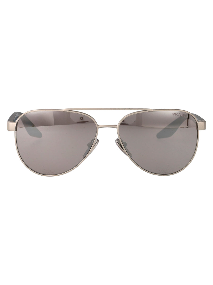 Prada 0ps Rectangular Metal Sunglasses — Gray