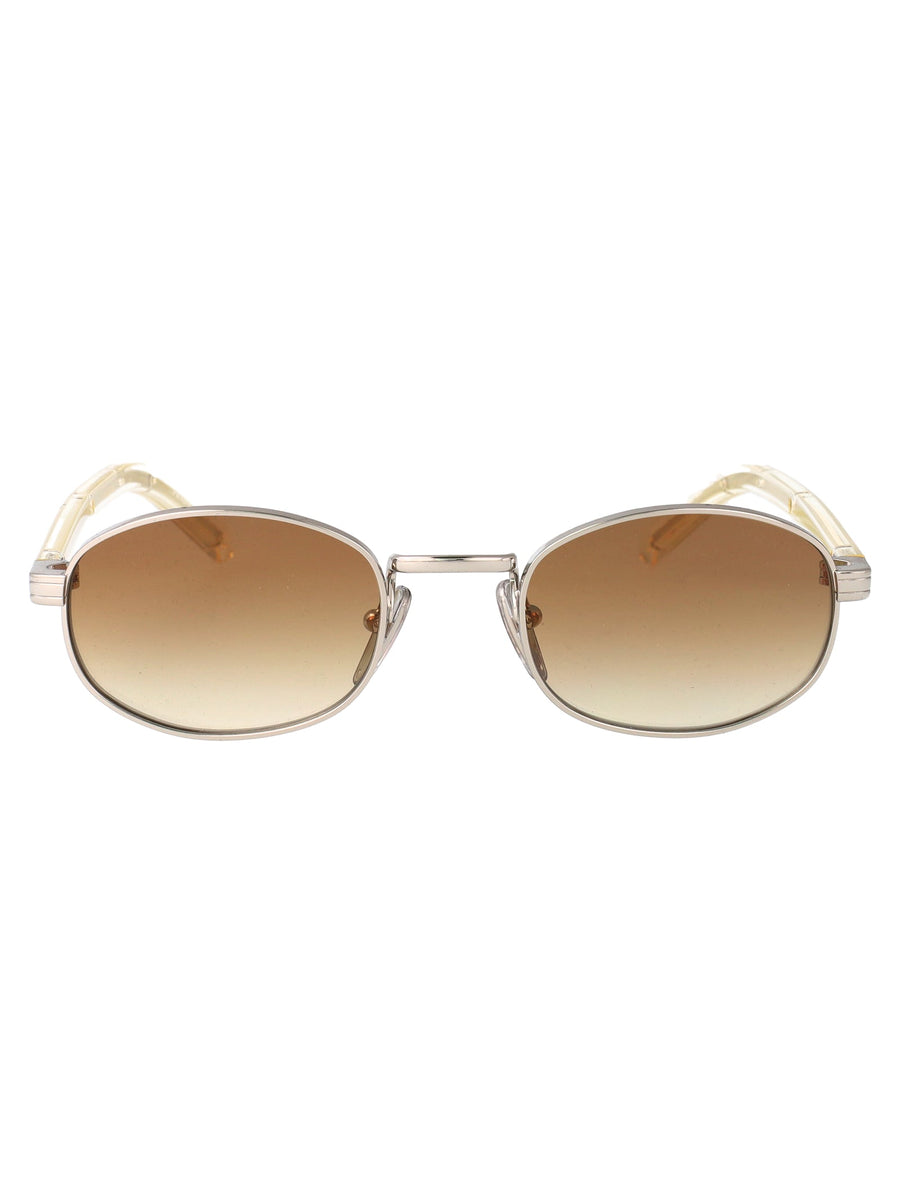 Prada 0pr Geometric Frame Silver Steel Sunglasses —