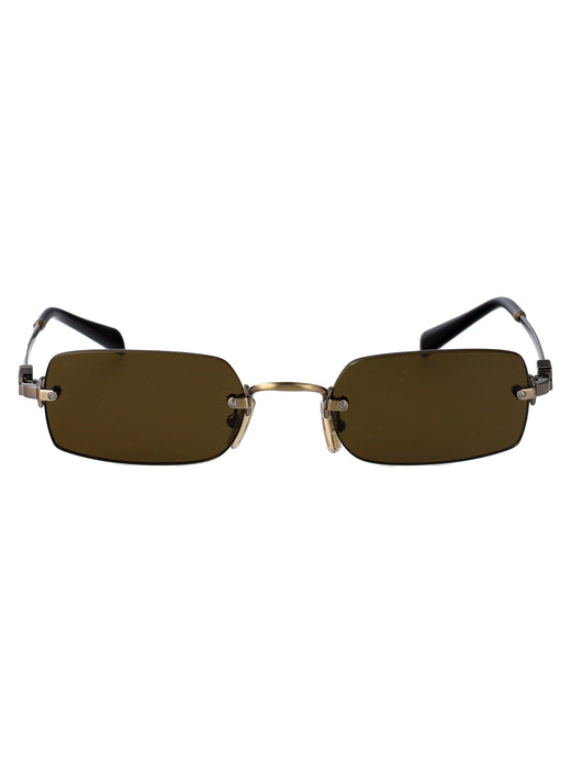 Miu Miu 0mu Old Gold Metal Rectangle Sunglasses —