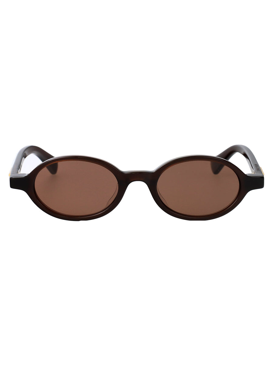 Bottega Veneta Bv1388s Oval Acetate Sunglasses — Brown