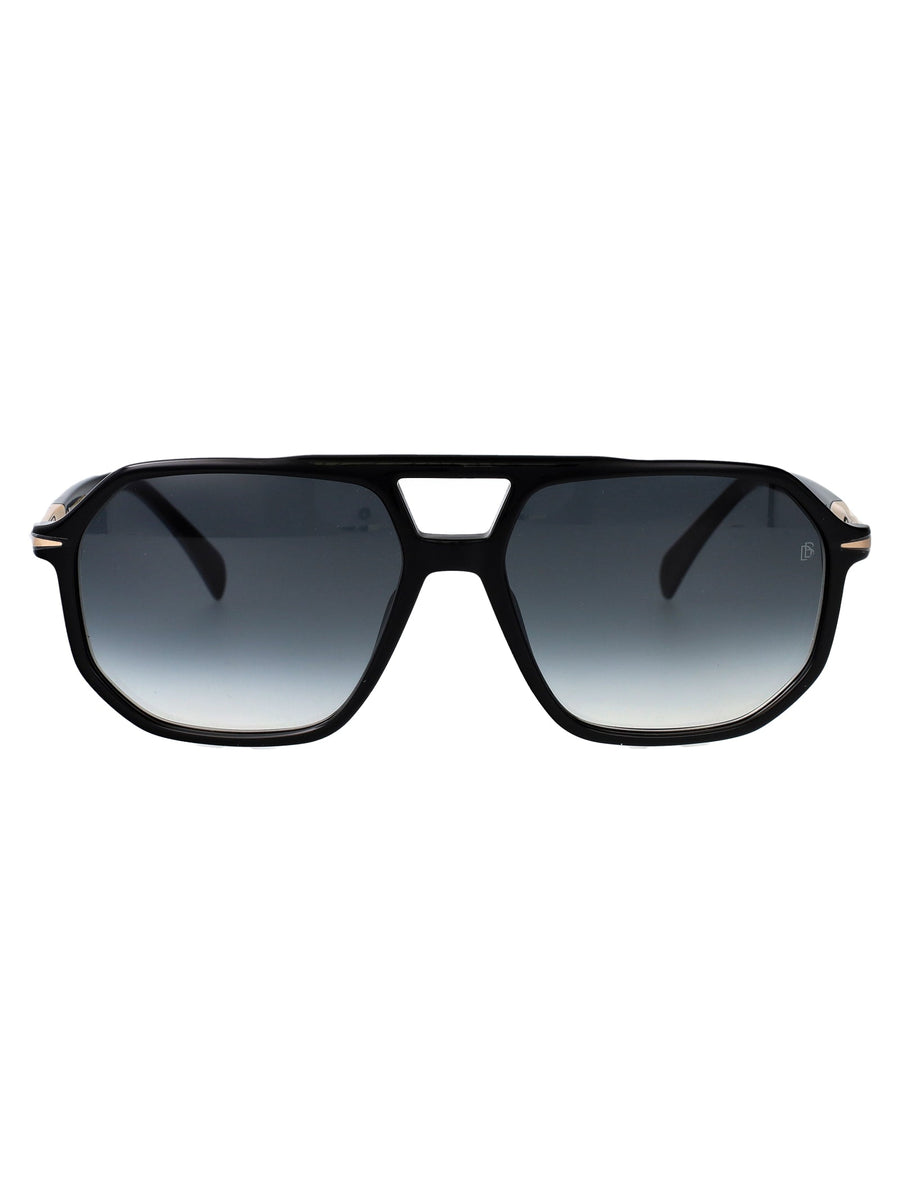 Eyewear By David Beckham Black-And-Gold Acetate Sunglasses — Black