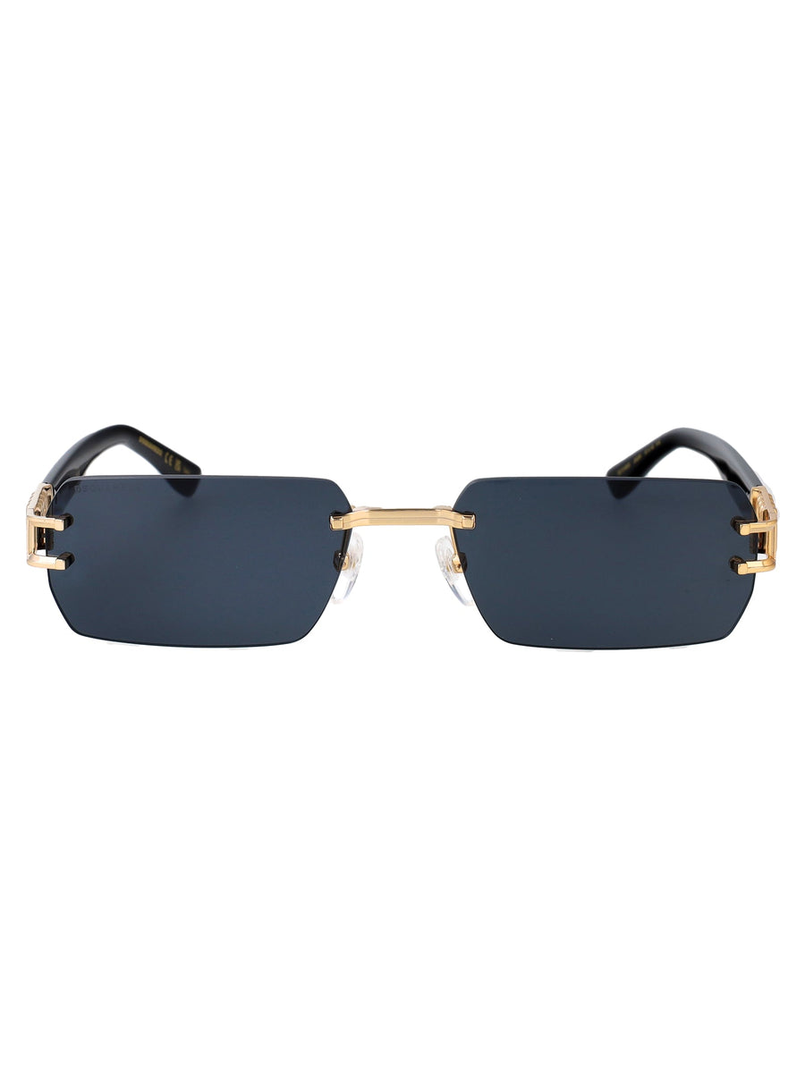 Dsquared2 Gold Metal Rectangular Sunglasses —