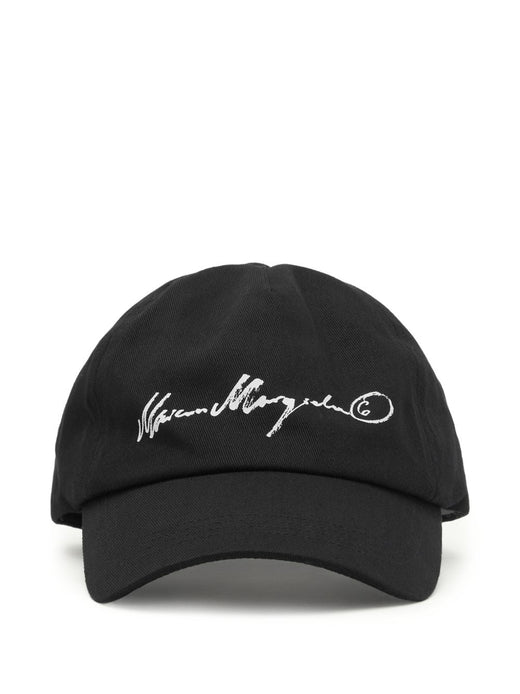 Mm6 Maison Margiela Signature Embroidered Baseball Cap — Black Caps
