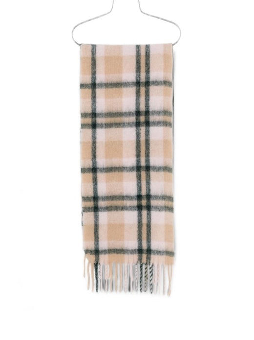 Closed Checked Alpaca-Blend Scarf — Pink Wool Scarfs
