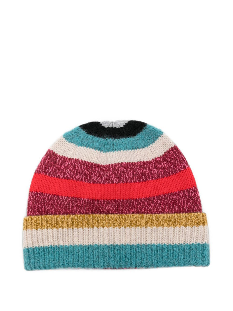 Paul Smith Multicolor Striped Winter Hat — Red
