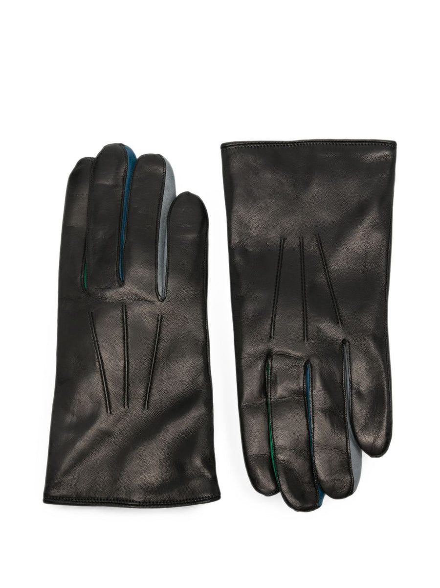 Paul Smith Leather Pin-Tucked Gloves — Black