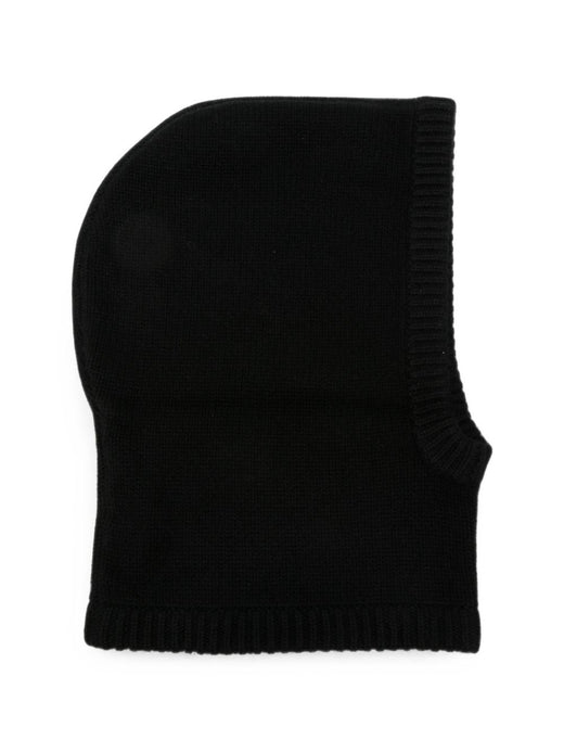 Soft Goat Cashmere Ribbed-Knit Balaclava — Black Winter Hats