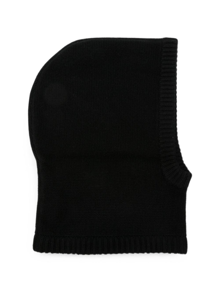 Soft Goat Cashmere Ribbed-Knit Balaclava — Black Winter Hats
