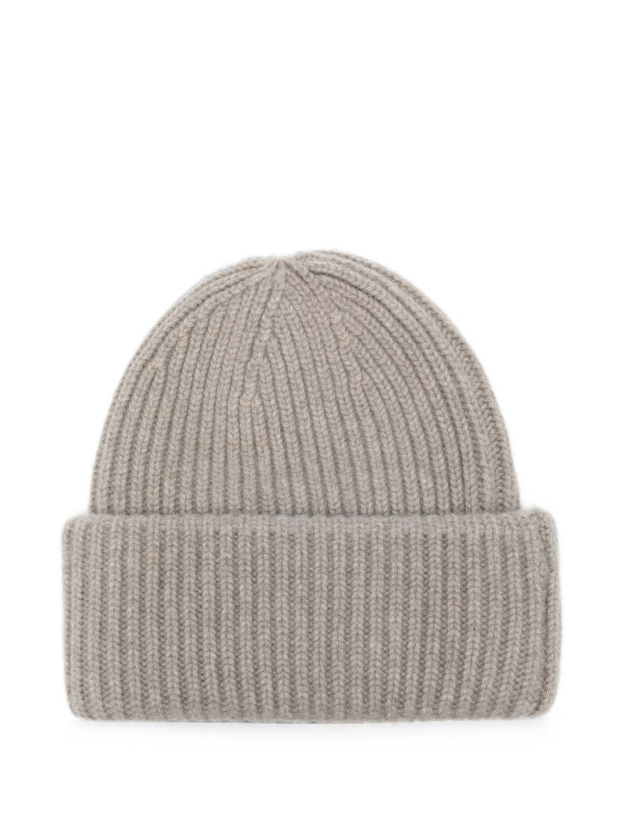 Soft Goat Ribbed Knit Winter Hat — Beige