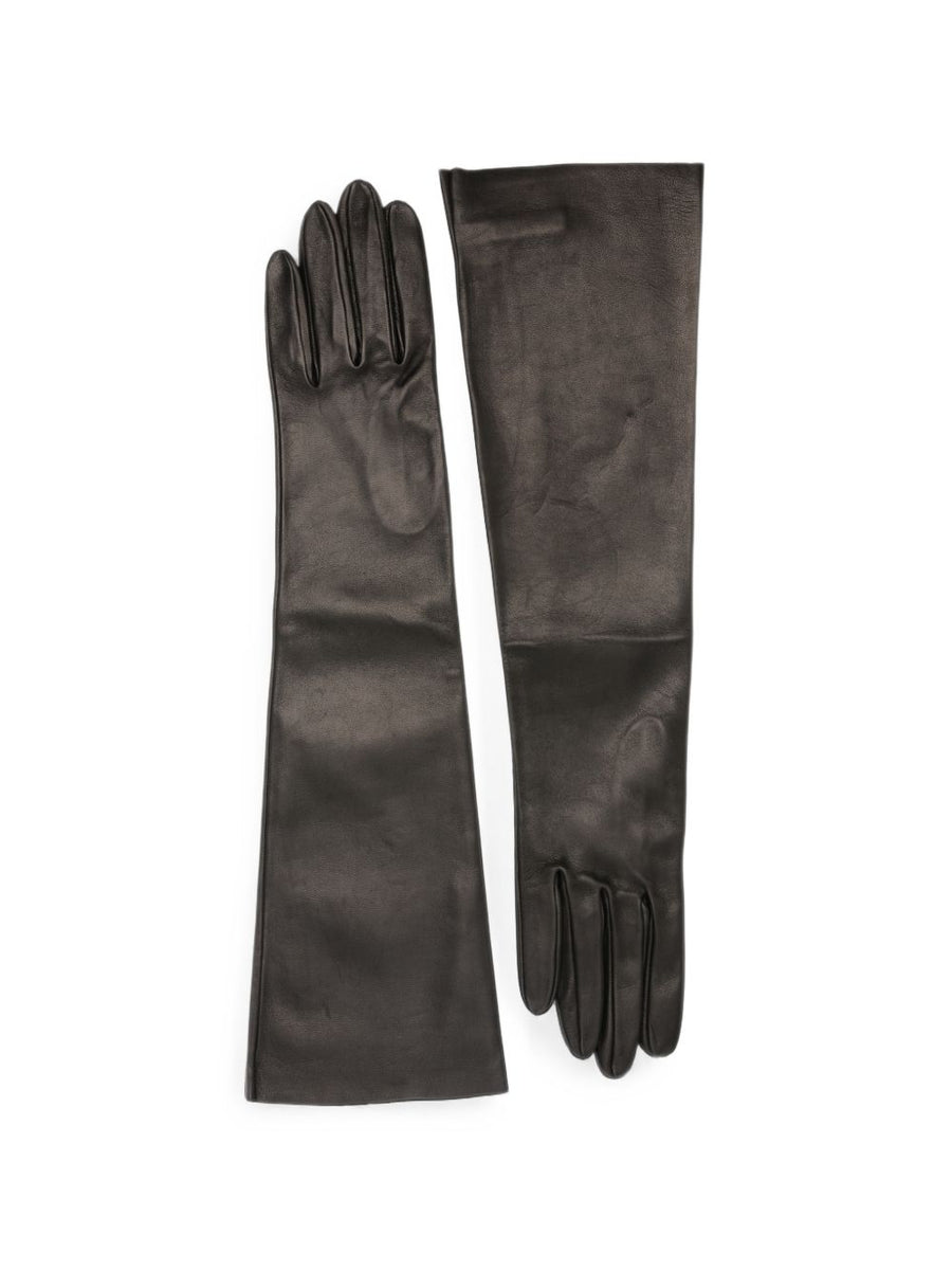 Cortana Long-Length Leather Gloves — Black