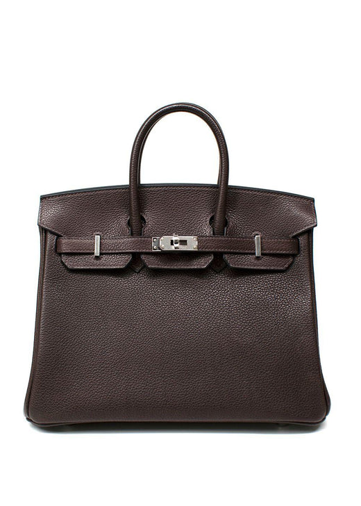 Hermes Birkin 25cm Ebene Barenia Faubourg Leather with Palladium Hardware