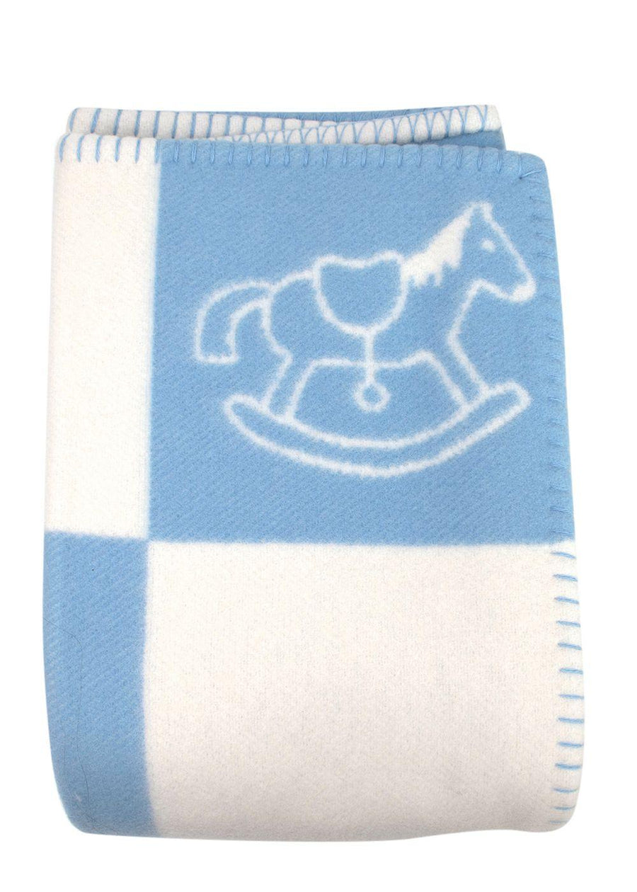 Hermes Blue Wool and Cashmere Adada Avalon Baby Blanket