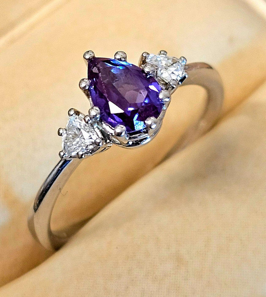 Bespoke Lab Created Alexandrite And Diamond Ring