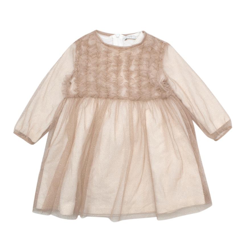 Il Gufo Girls Layered Mesh Glitter Ruffled Dress