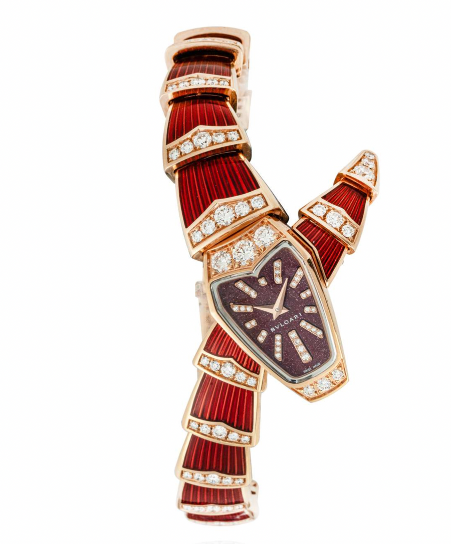 Bvlgari 18k Rose Gold Diamond Serpenti Scaglie Watch