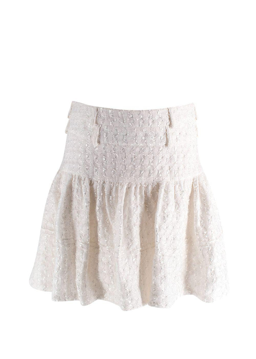 Dior White Pleated A Line Mini Skirt