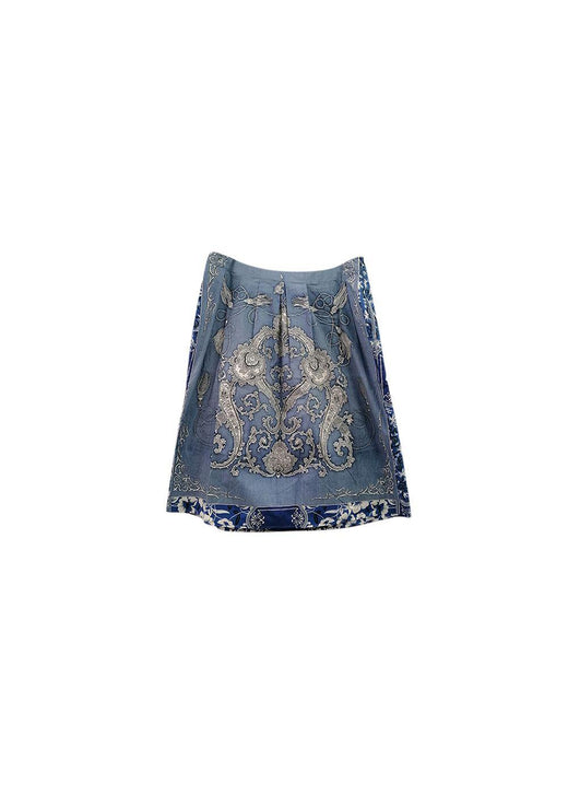 Blue Cotton A-Line Skirt