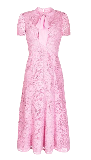 BNWT Self Portrait Pink Cord Lace Crossover Midi Dress UK 8