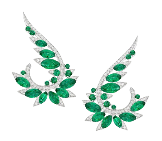 Stephen Webster Emerald and Diamond Plumage Earrings