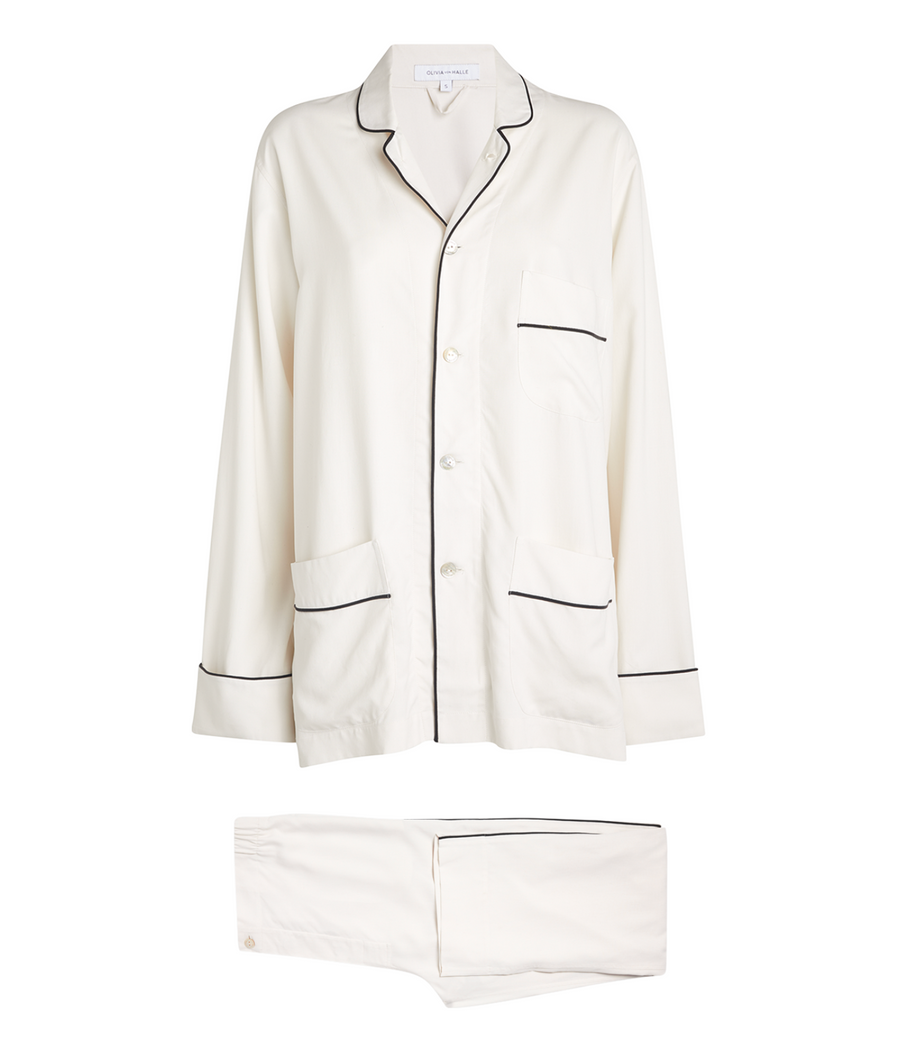 Olivia von Halle Ivory Silk Laurent Pyjama Set