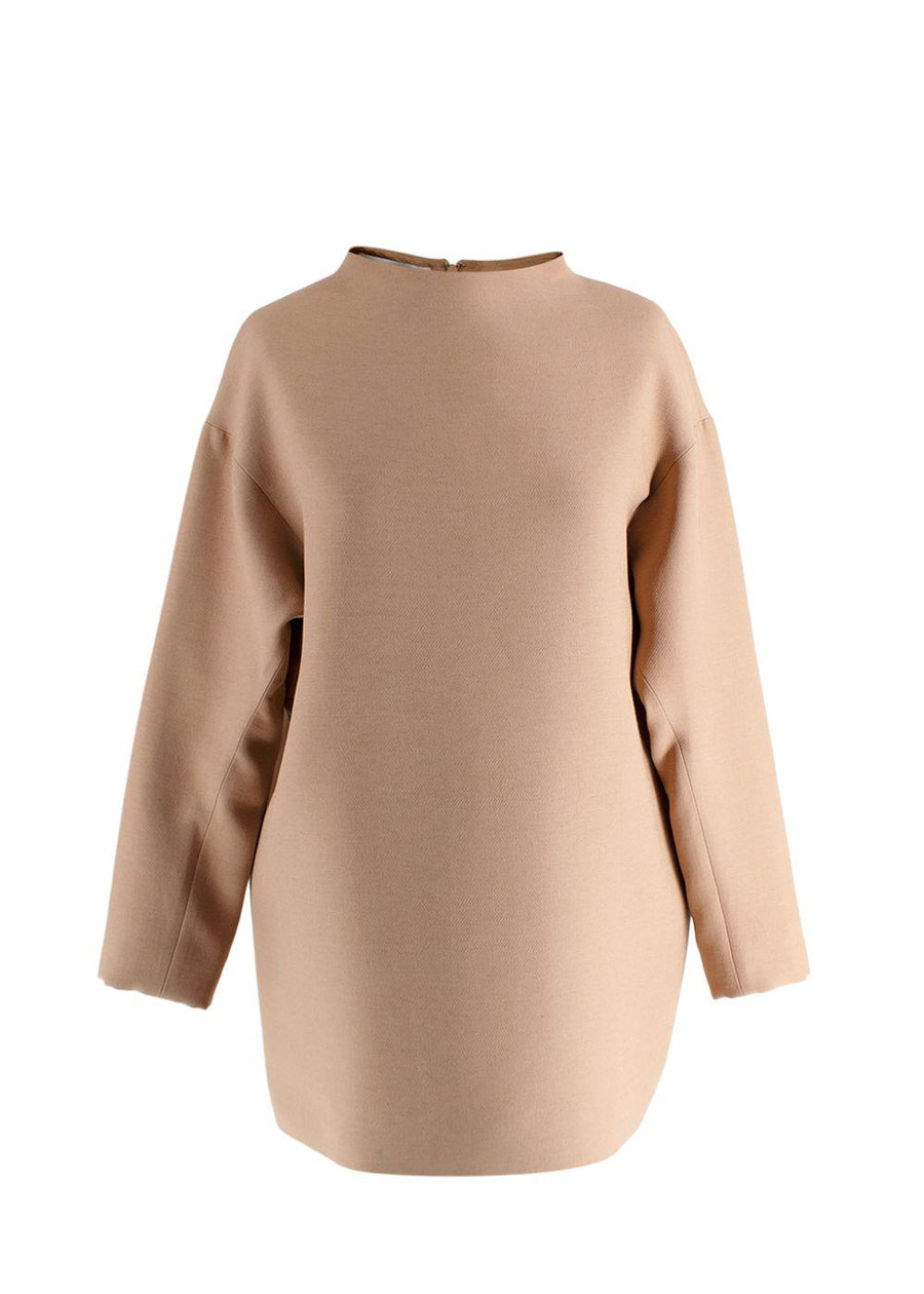 Valentino Wool Mock Neck Long Sleeve Camel Brown Top and Trouser Set