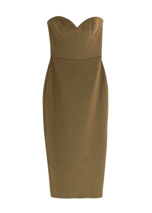 Alex Perry Olive Green Strapless Stretch Cup Dress