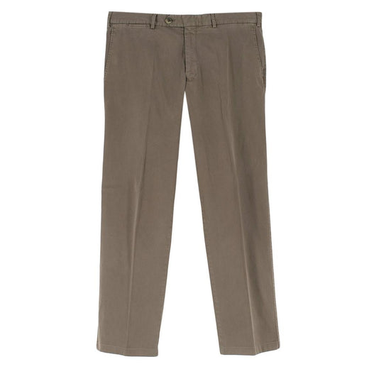 Canali Brown Cotton Straight Leg Trousers