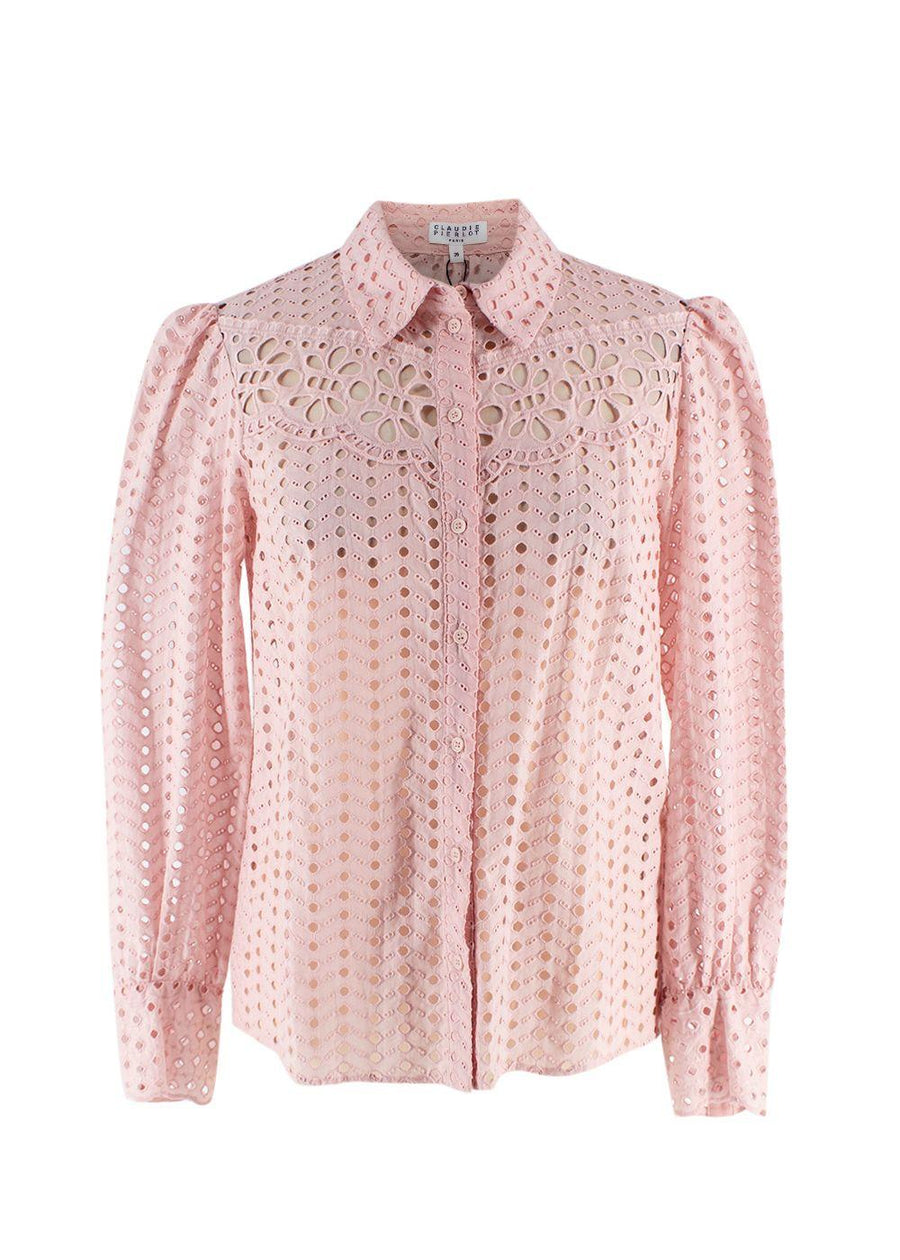 Claudie Pierlot Pink Broidere Anglaise Button Through Shirt