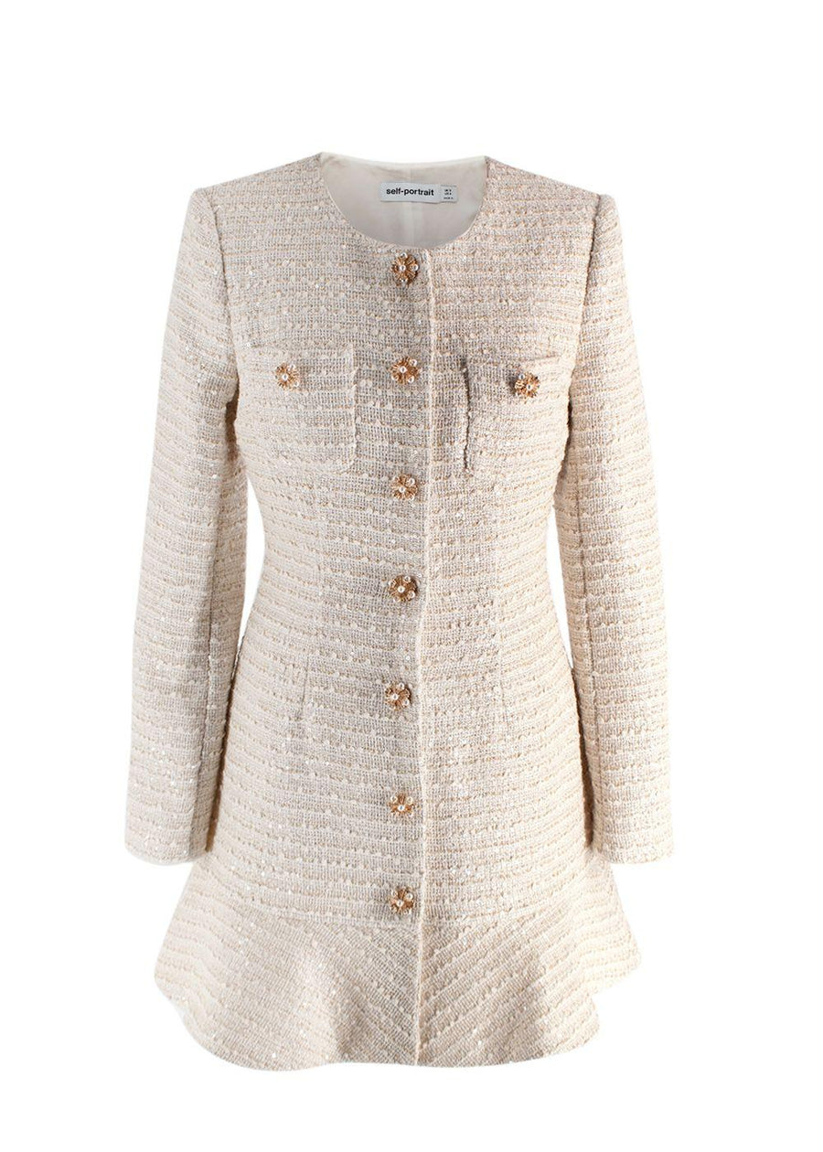 Self Portrait Cream Sequin Mini Blazer Dress