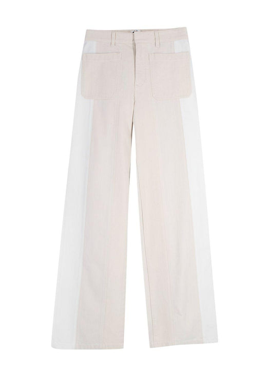 Dior Cream and White Two Toned Wide Leg Jeans