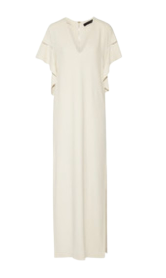 Elie Saab Cream Frill Sleeves Maxi Dress