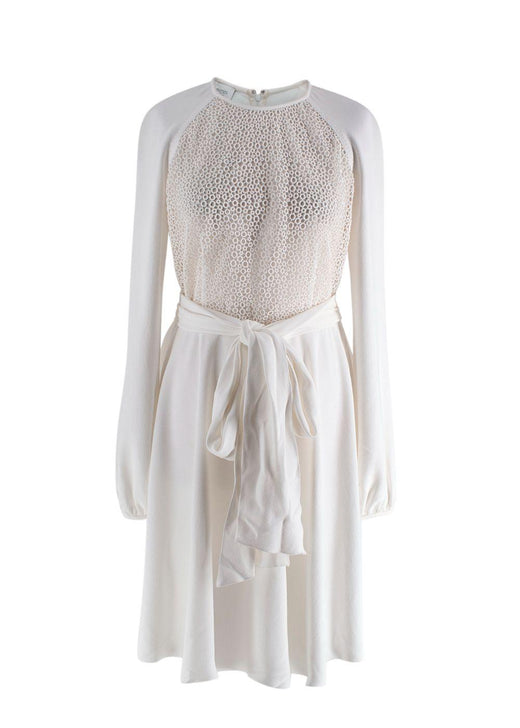 Giambattista Valli Lace Top White Crepe Mini Dress