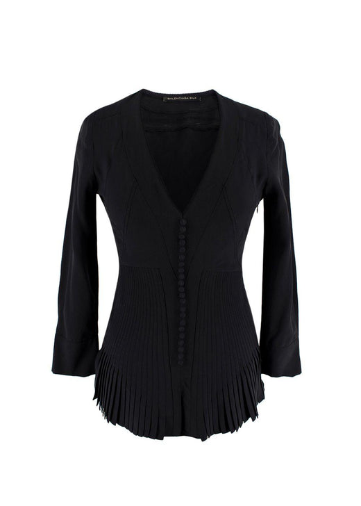 Balenciaga Silk Black Button Blouse