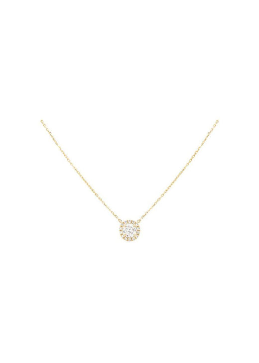 18ct yellow gold & white diamond Halo necklace 0.53ct
