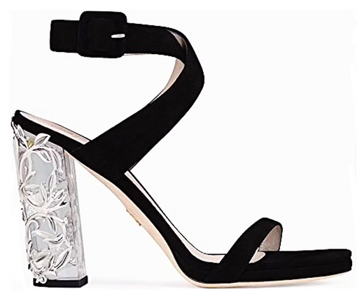 Ralph & Russo Black Suede Eden Plexi Sandals