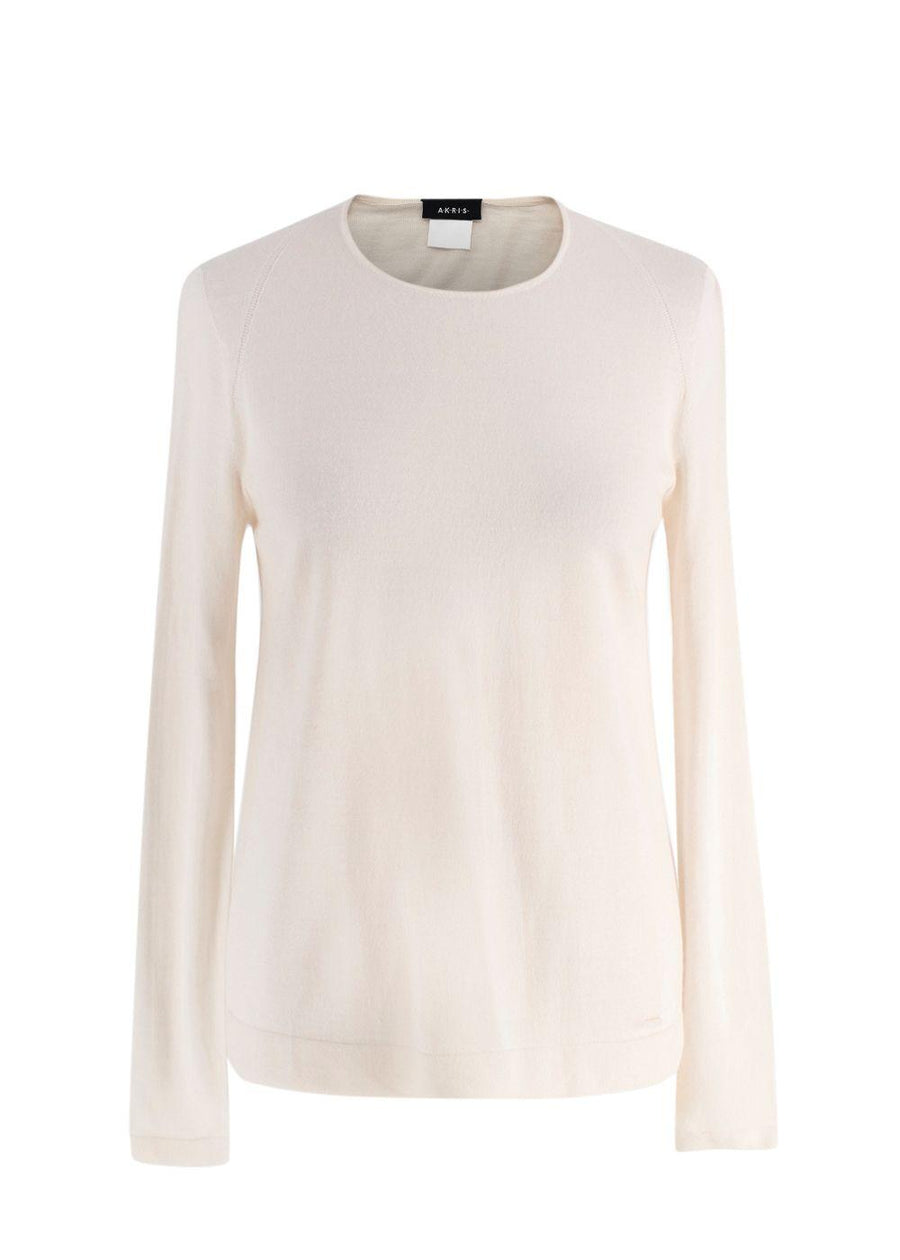 Akris Cream Cashmere Blend Fine Knit Sweater