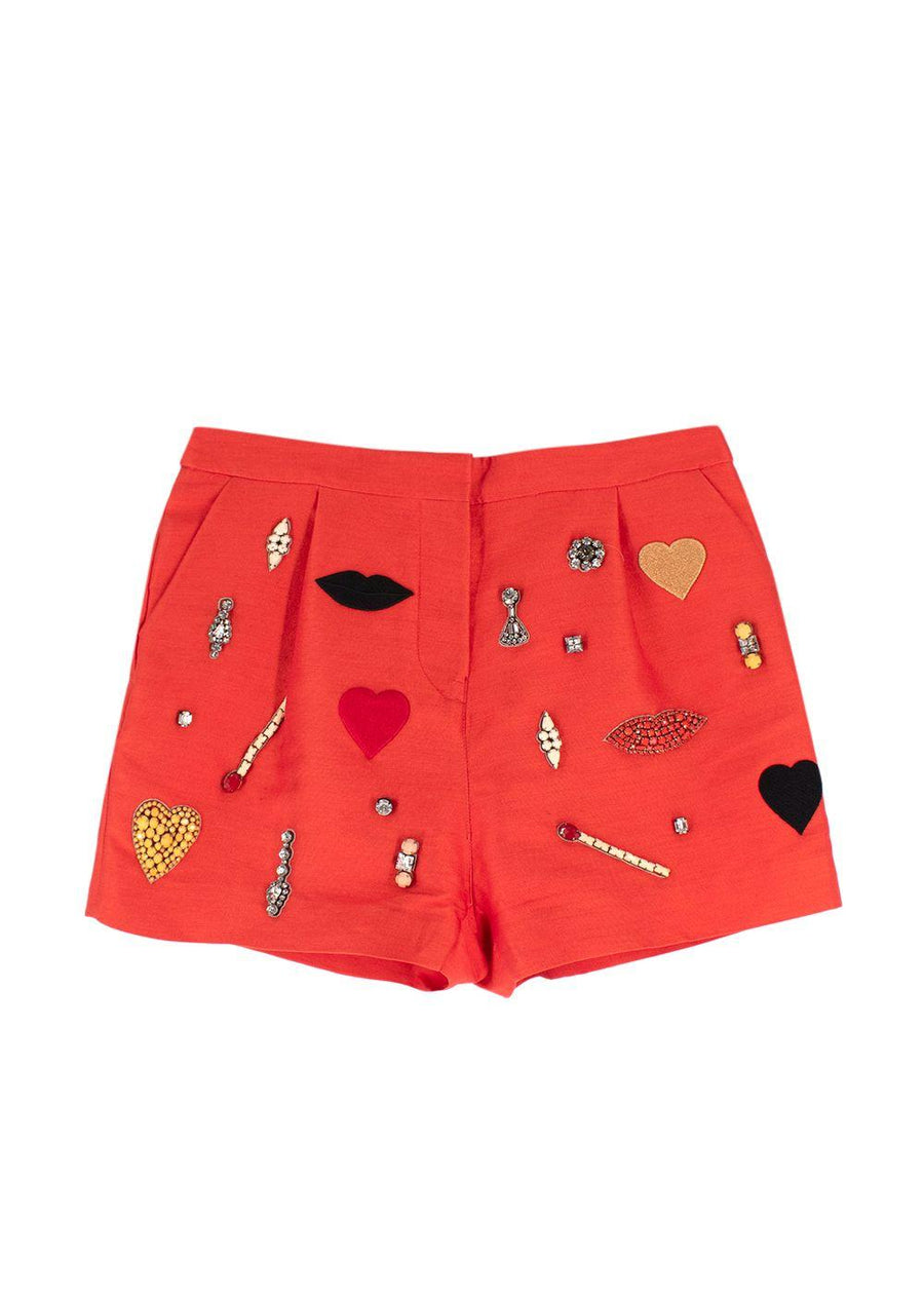 Stella McCartney Orange Embellished Tailored Shorts