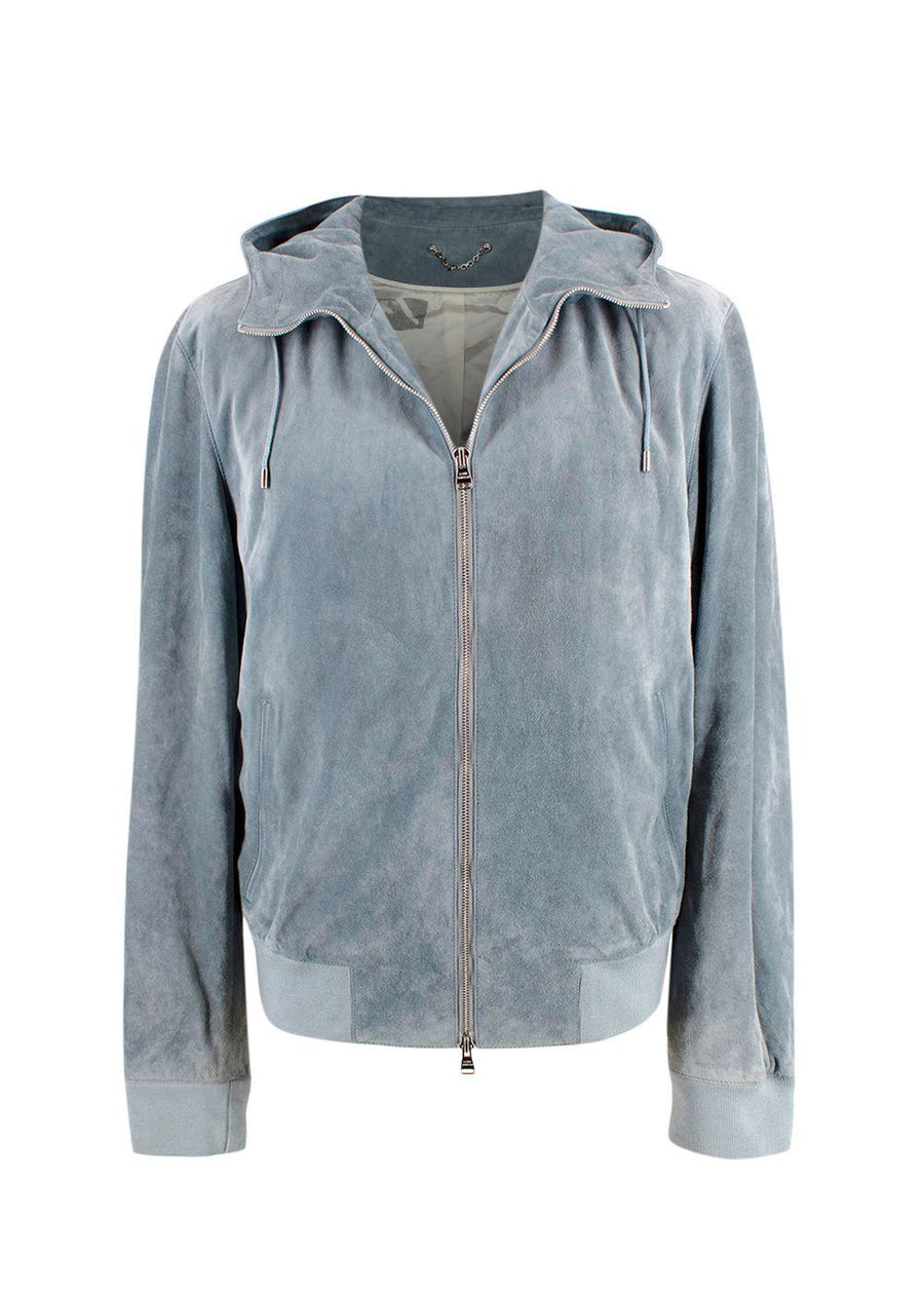 Louis Vuitton Bleu Gris Suede Bomber Jacket