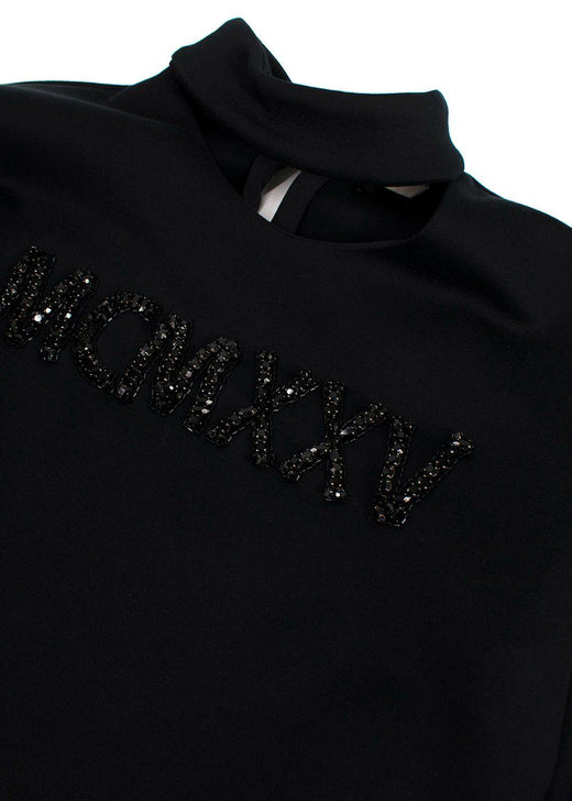 Fendi black crystal embellished cut-out top