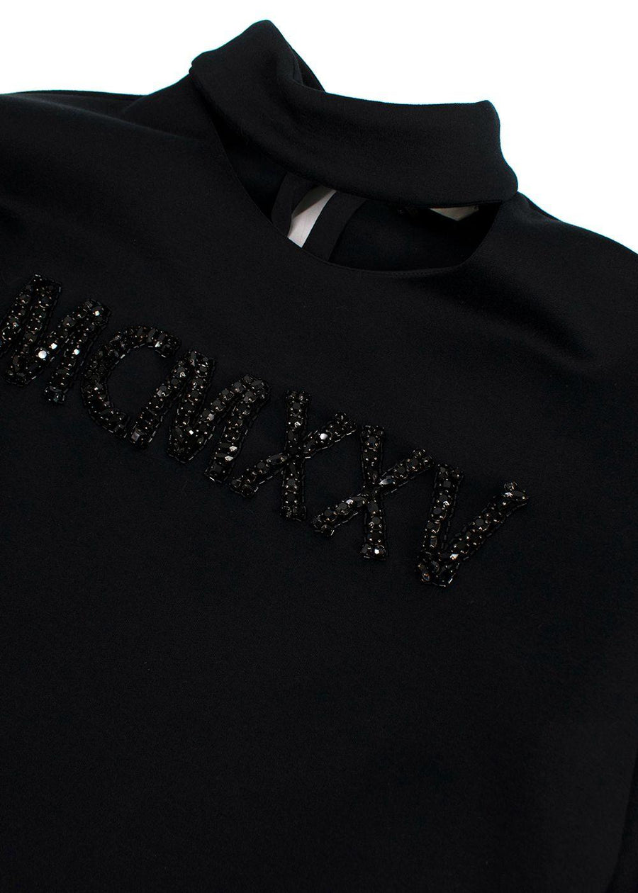 Fendi black crystal embellished cut-out top