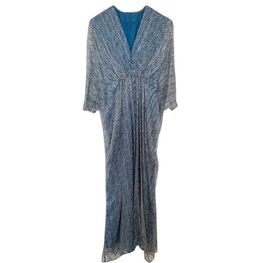 Issa Blue & White Printed Silk Gown