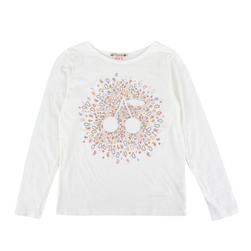 Bonpoint White Cherry Paisley Print Long Sleeved Top