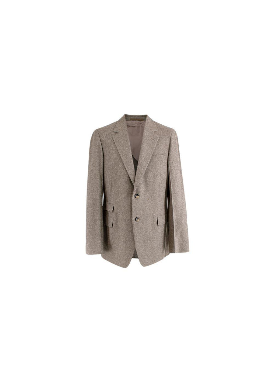 Vintage Stone Herringbone Tweed Single Breasted Blazer