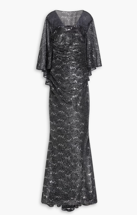Talbot Runhof Cape-effect Sequined Jersey Gown