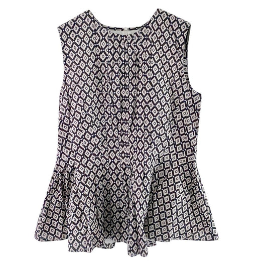 Max Mara Pleated Geometric Print Sleeveless Top