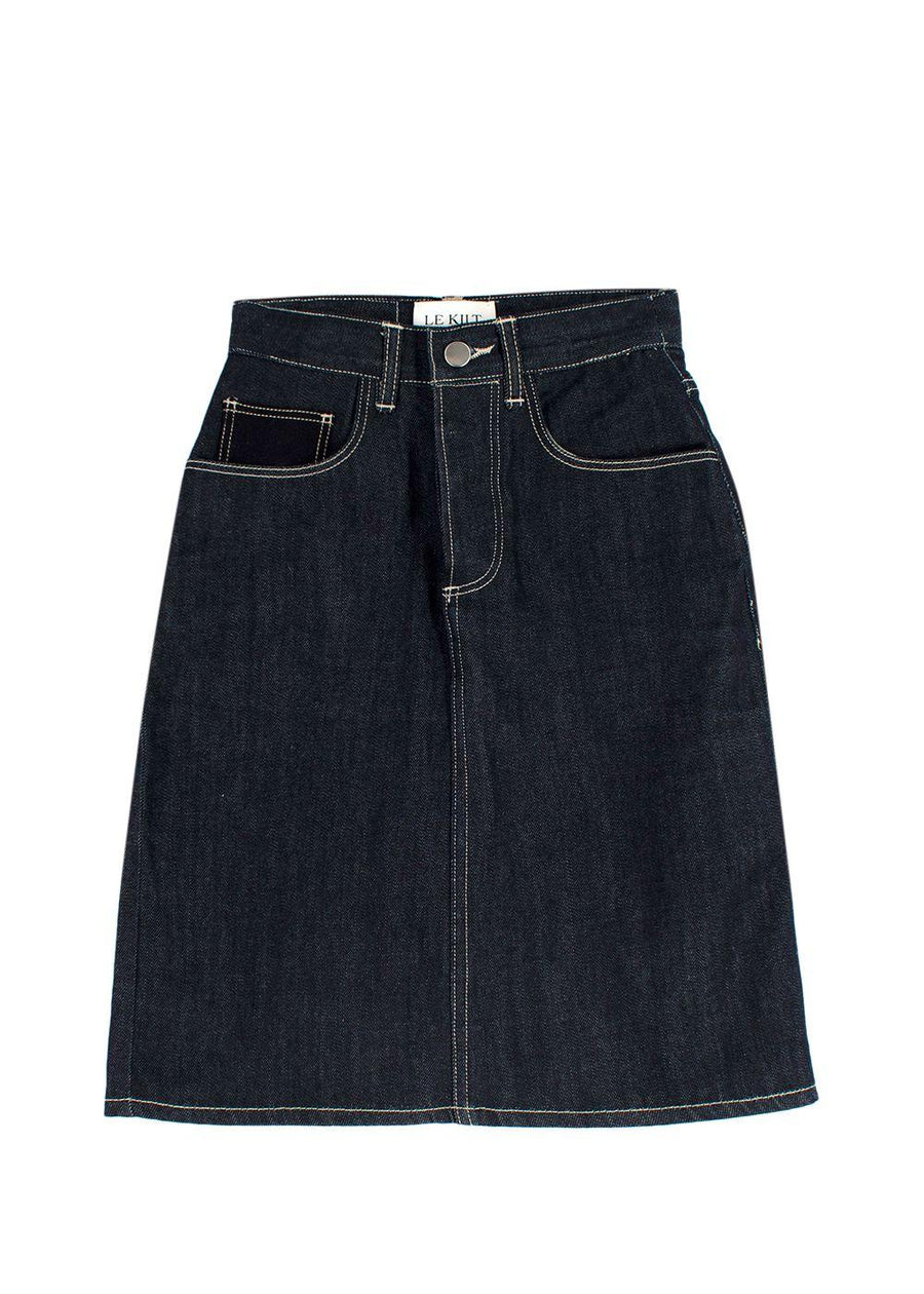 Le Kilt Darkwash Denim Skirt