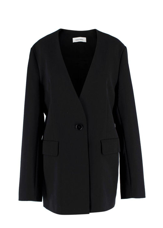 Issue Twelve Black Collarless Single Breasted Blazer