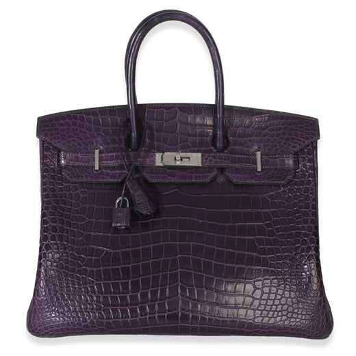 Hermès Matte Niloticus Amethyst Crocodile Birkin 35 PHW