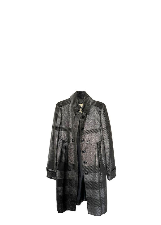 Black Lurex Woven Trench Coat