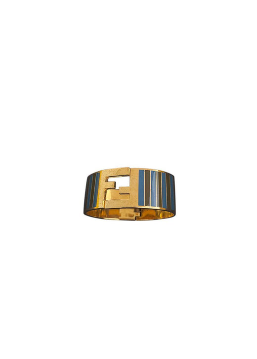 Purple & blue striped enamel & gold-tone metal FF bangle